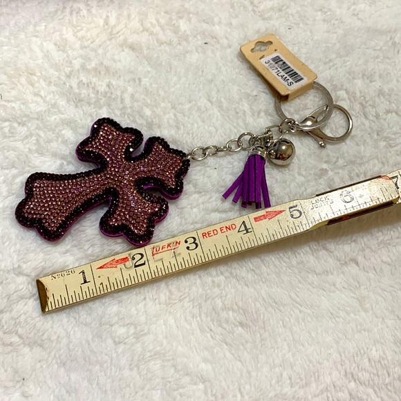 Rhinestone crystal cross keychain NEW purple - Picture 9 of 15